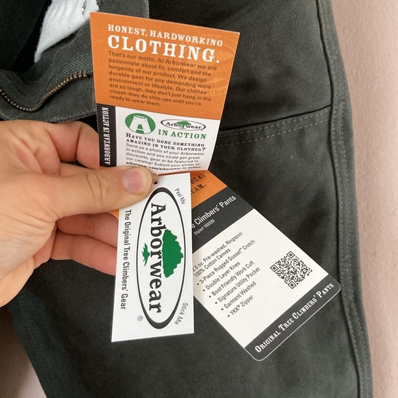 New Arborwear Original Tree Climbers Double Knee Pants Canvas 32 X 28 Moss Green - Picture 5 of 10